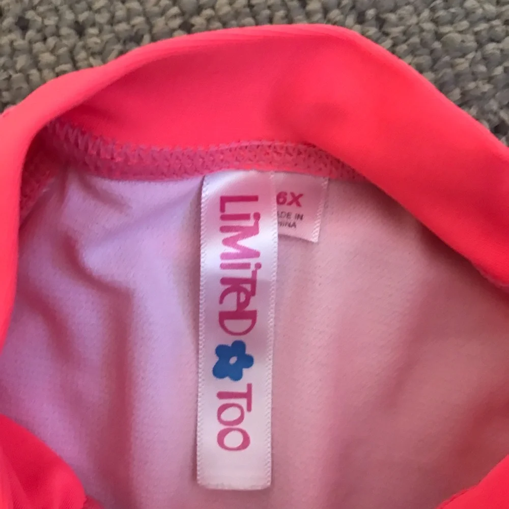 Kids' Coral Pink Unicorn Palm Long-Sleeve Swimsuit limited too